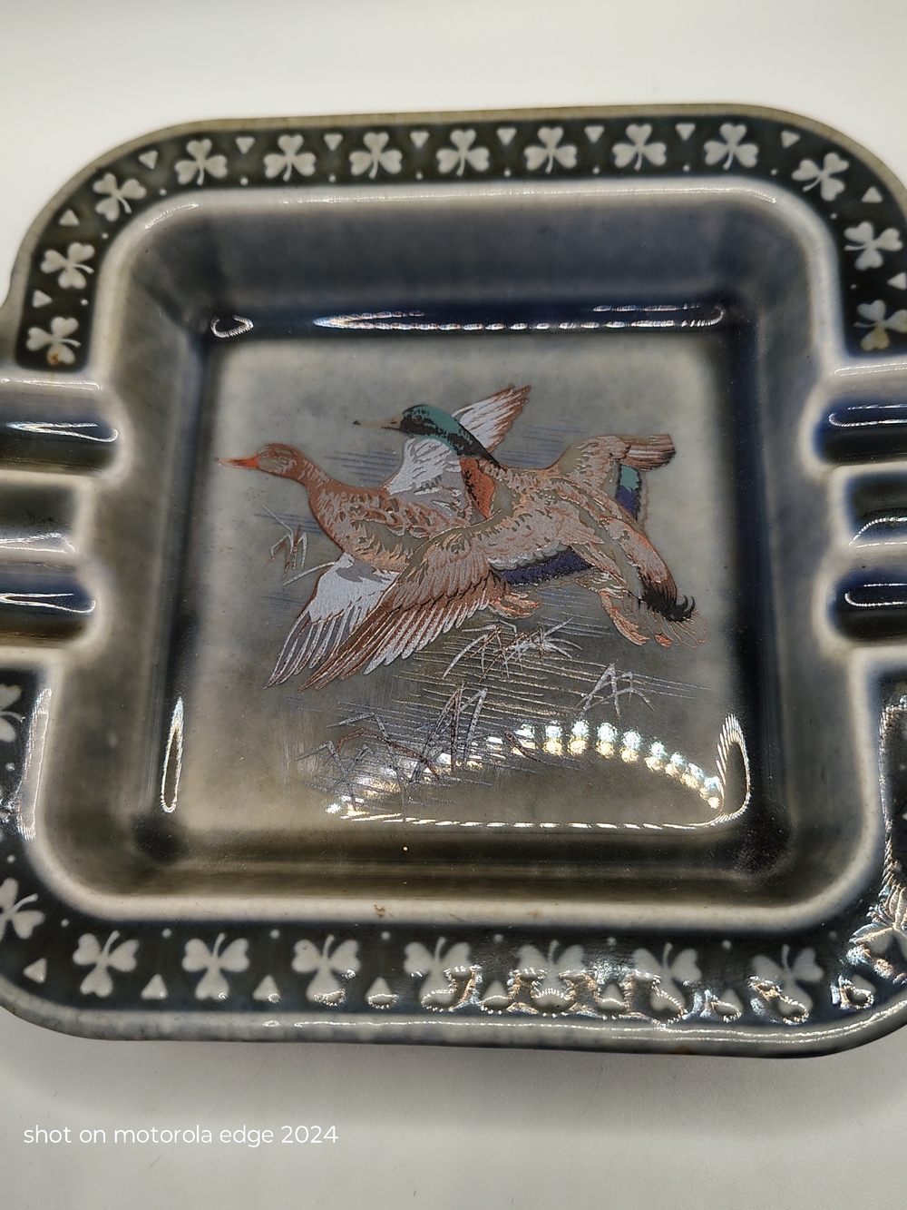Vintage Wade Co Armagh Irish Porcelain Mallard Duck Ashtray - Mid Century